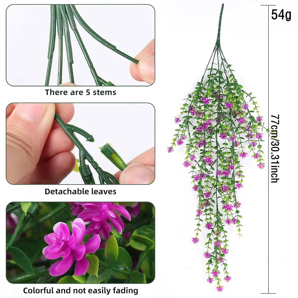 80CM Artificial Hanging Flower False Rattan Willow Rattan Flower Artificial Hanging planta for Home Garden Wall Decoration