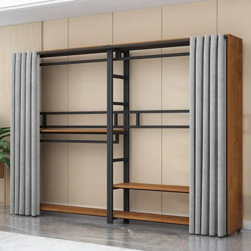 Wardrobe Dust-proof FloorHousehold Bedroom Hanger Coat Rack Bedroom Combination Corner Wardrobe Multifunctional Metal Closet