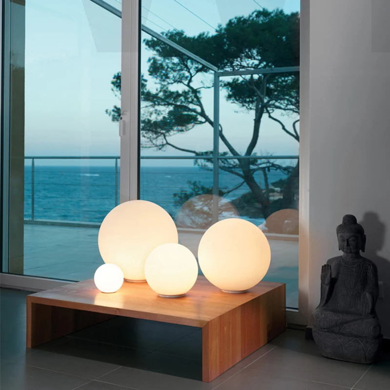 Modern LED Round Ball Table Lamp Frosted Milk White Global Glass Shade Dioscuri Hotel Bedroom Sofa Bed Side bedside Desk Light image 6