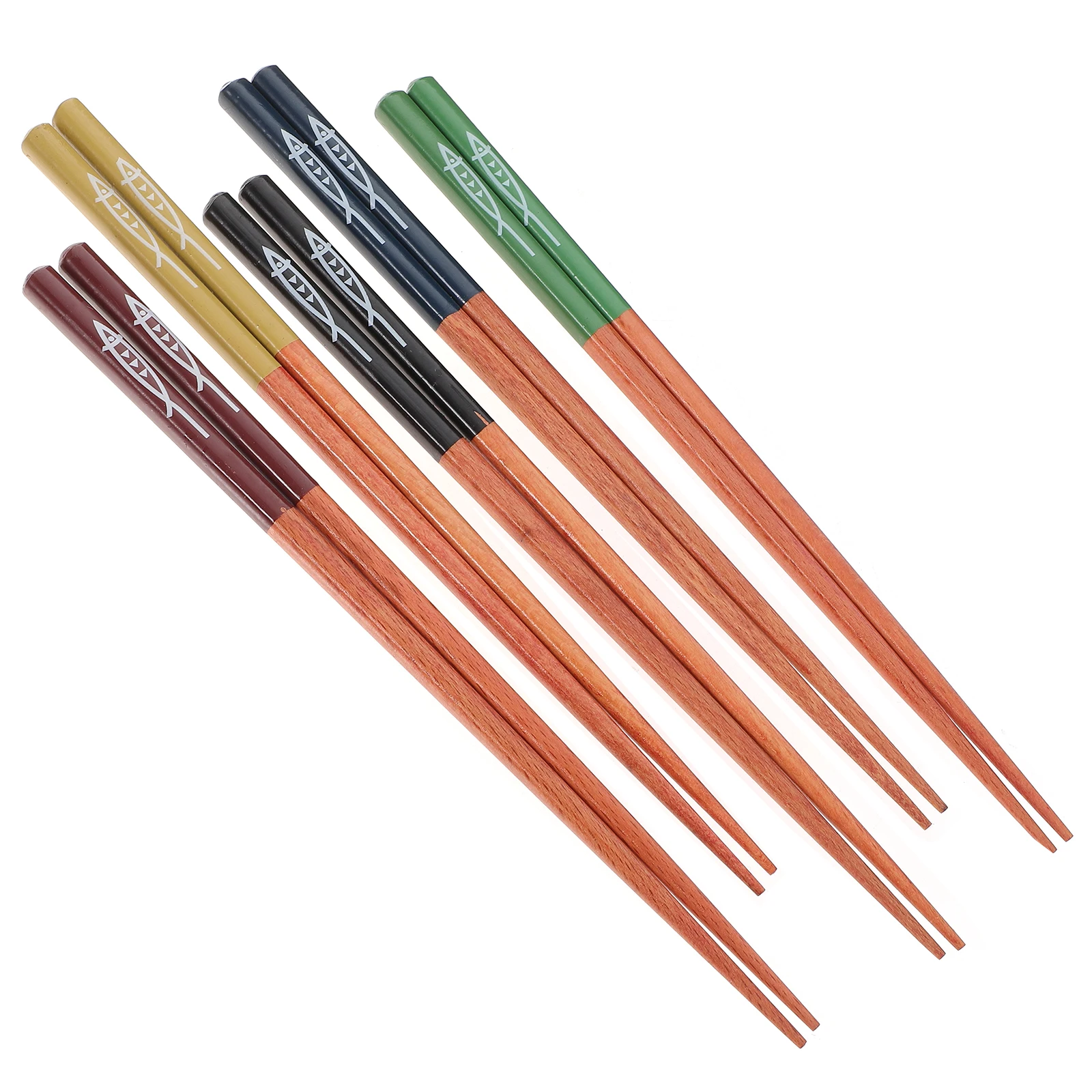

5 Pairs Sushi Wooden Chopsticks 5 Colors Japanese Style Reusable Gift Travel Kids Adult Straight Body No Burr Food Safe
