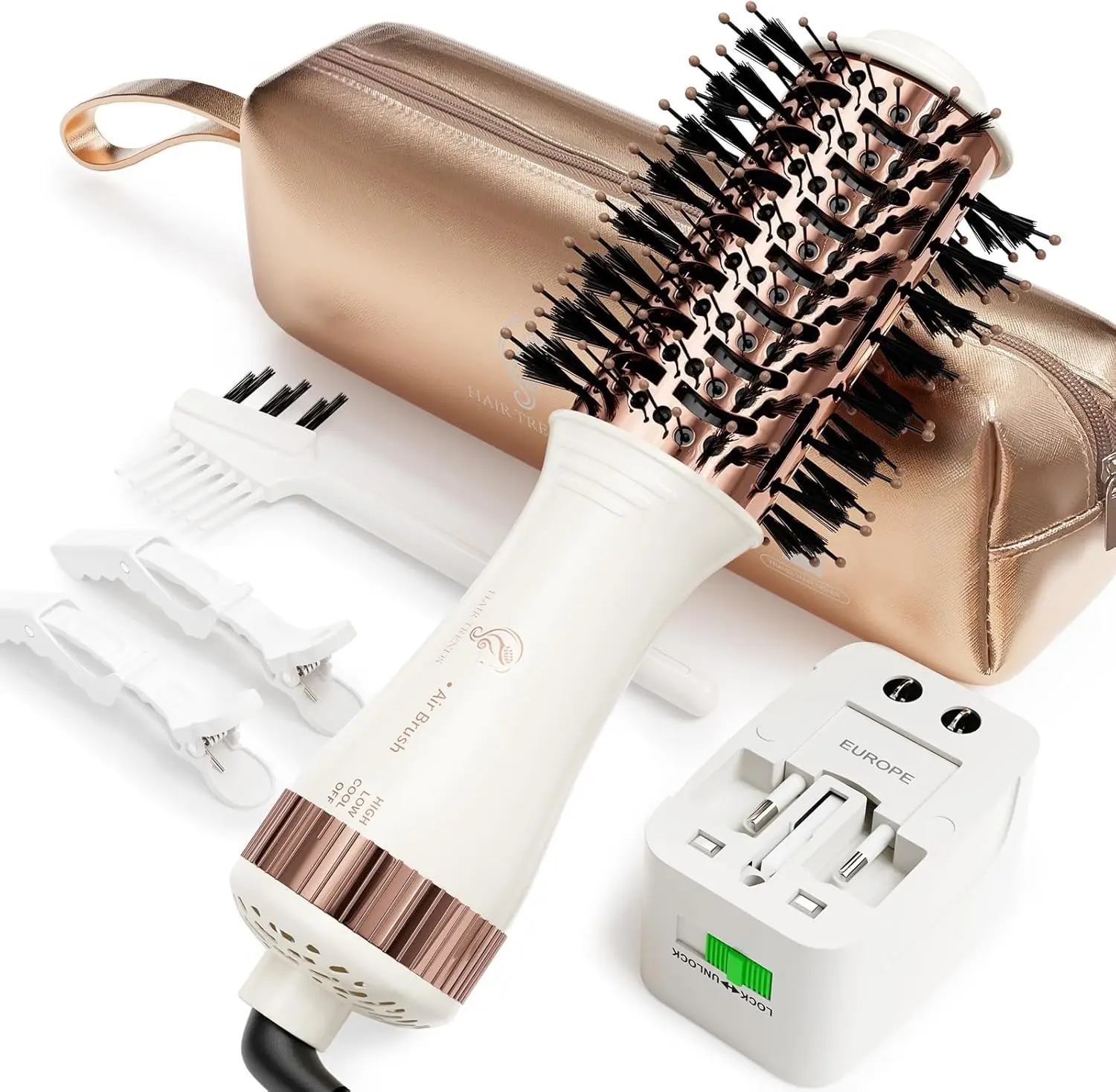 

Dual Voltage Travel Hair Dryer Brush, 2-Inch Oval Styler with Nano Titanium for Volumizing and Straightening