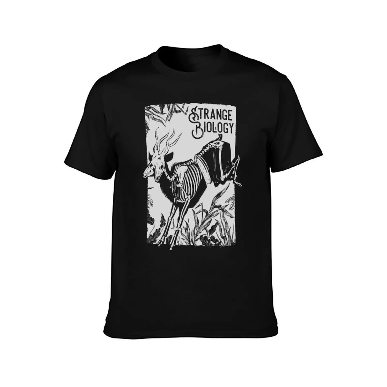 Strange Biology Antelope Skeleton - Offwhite T-Shirt, Summer Casual Cotton Tee, Oversized Streetwear Tops, Vintage Graphic Print