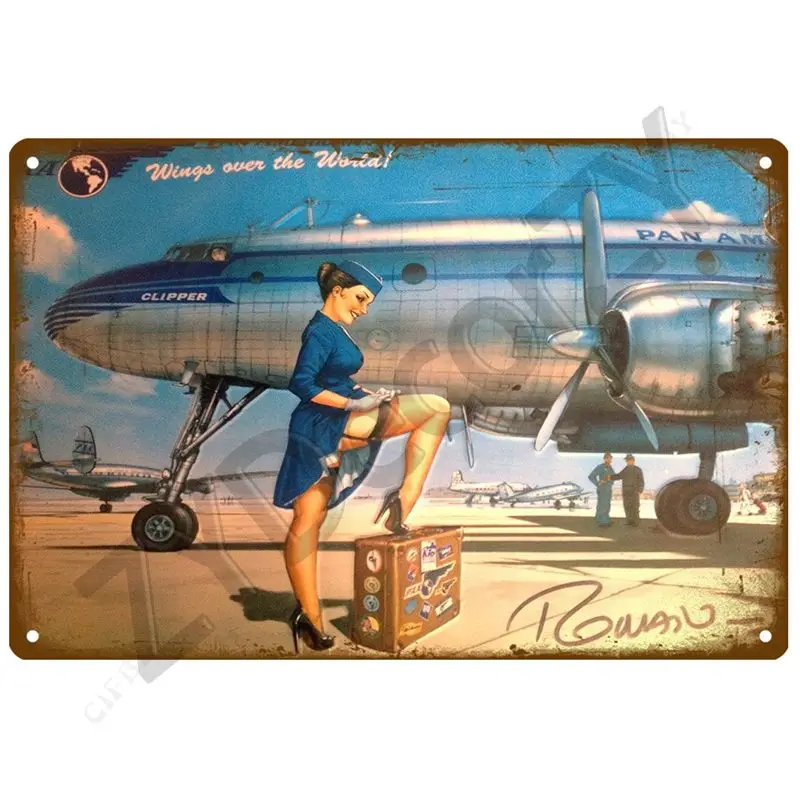 CIFBUY Funny Metal Tin Sign Airplane in Sky, Vintage Aircraft Decor, 20x30 cm