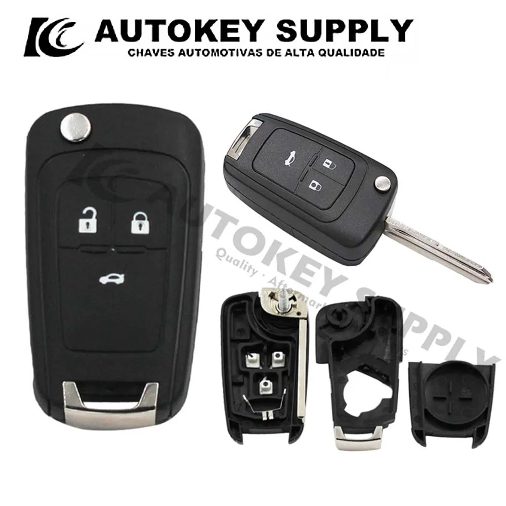 Autokeysupply AKGMF121 Modified 3 Button Remote Flip Key With Blade - Right (Higher Quality)  For Chevrolet