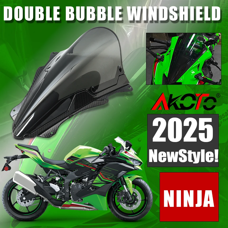 

2025 NEW Double Bubble Viser Windshield Windscreen Wind Deflector For Kawasaki Ninja ZX-4RR 4R 25R 25RR ZX4RR ZX4R ZX25R ZX25RR