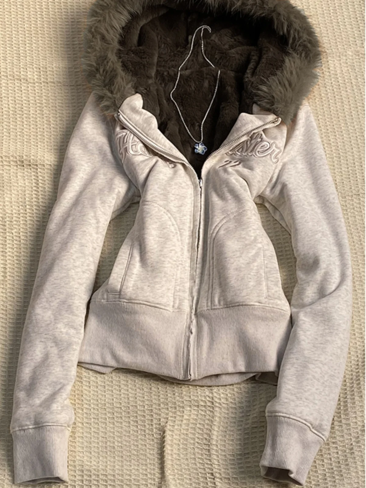 Heara Original ey Fce Forrado Thiened Hoodie Jaet Feminino Inverno Americano Retro Top Trendy Algodão Mistura Longo Sve Zi...