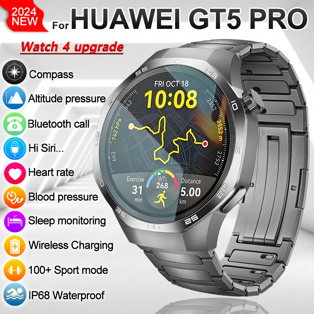 New For HUAWEI Watch GT 5 Pro Sports Smart Watches Men GPS Track Compass Altimeter Waterproof Bluetooth Call NFC Smart Bracelet