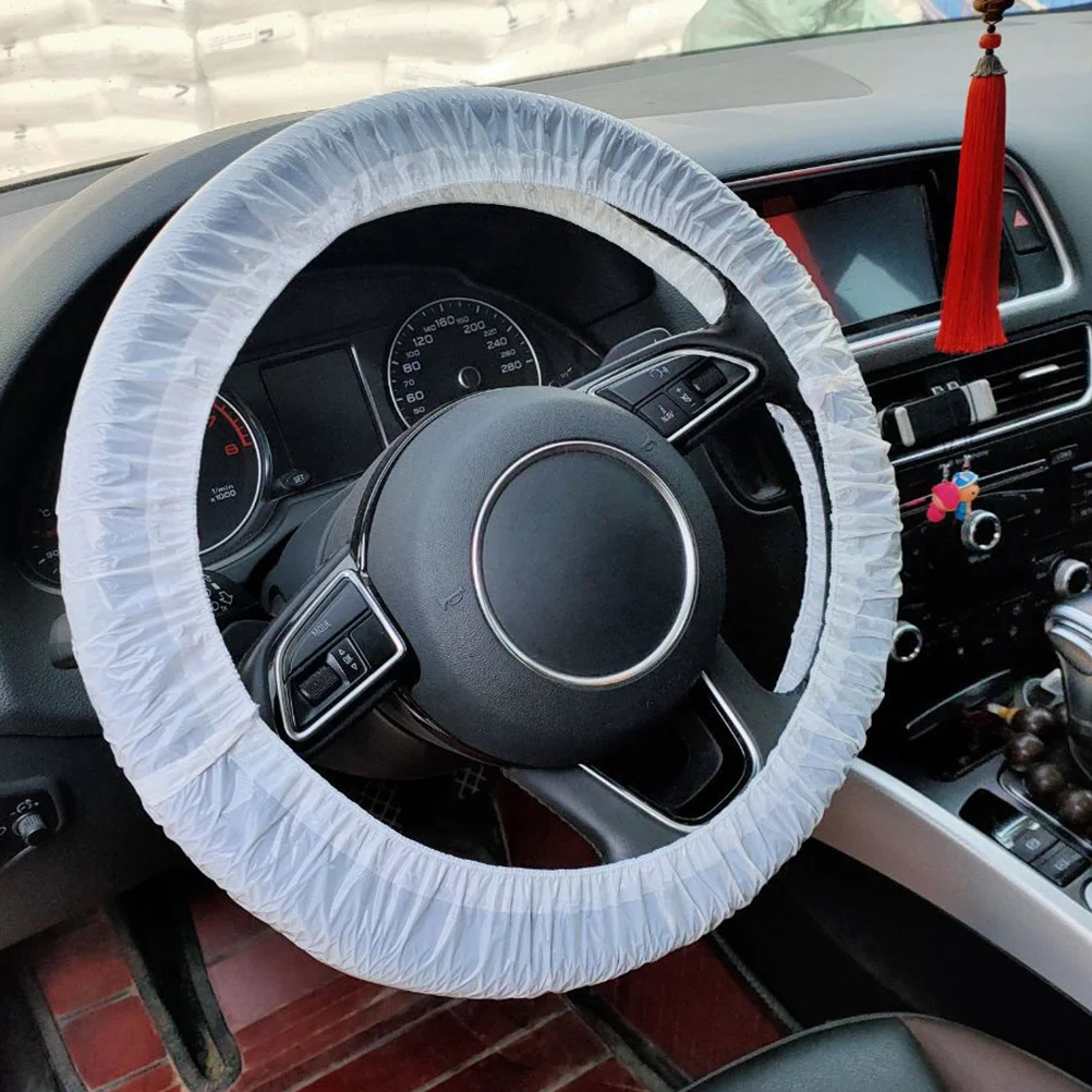 100 قطعة مجموعة غطاء عجلة القيادة المرنة عالية الجودة العالمي عجلة توجيه سيارة حامي لمقاومة العرق الغبار المياه #4