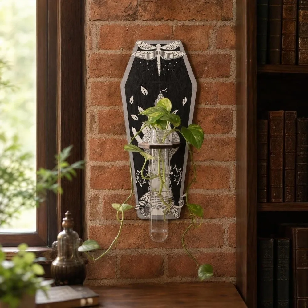 Wooden Hydroponic Planter Shelf Vase Gothic Style Wall Decoration Leaf Shape Home Ornaments Wall