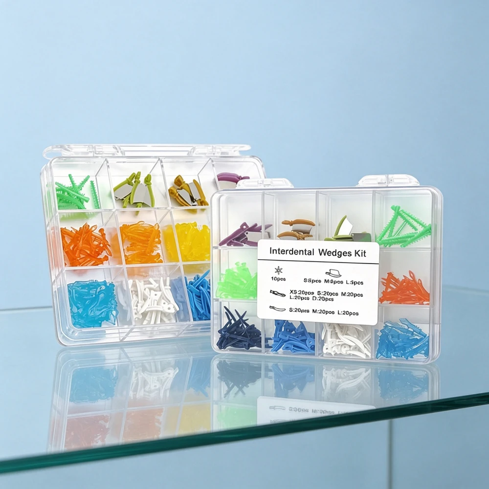 Mixed Dental Matrix Wedges for Interdental Isolation Composite Filling Aids with Triangular and Diamond Knife Types