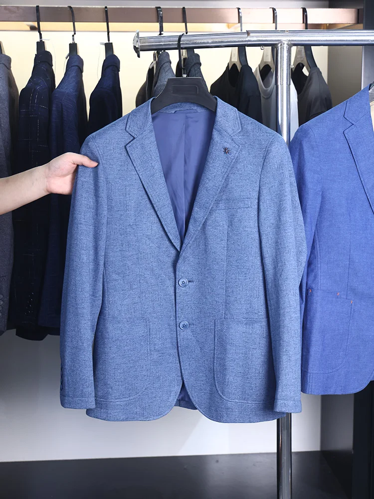 

Classic Plain Collar Casual Men's Suit Jaet High Elastici Spring Autumn Faionable H-Home Brand No Brand Registered