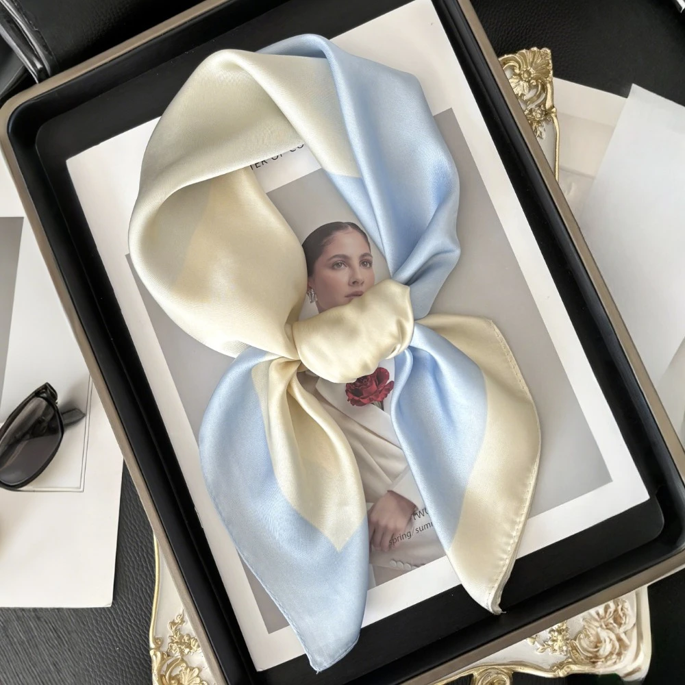 1PC Solid Color Square Scarf Women Luxury Beach Scarf Fashion Lady Hair Head Bandana Wraps Female Neckerchief Hijab Shawl image 6