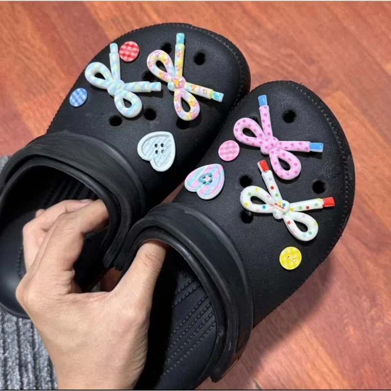 

10pcs JIBBITZ Colorful Grid Series Shoe Charms For Clogs Durable Plastic DIY Accessories for Sandals, Garden Shoes, Party Gifts