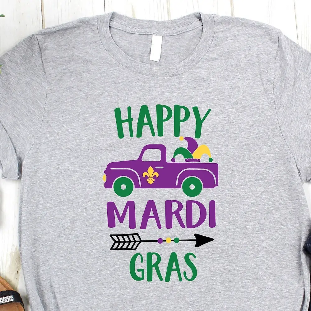 Happy Madri Gras T Shirt Mardi Bead Fat Tuesday Festival Carnival