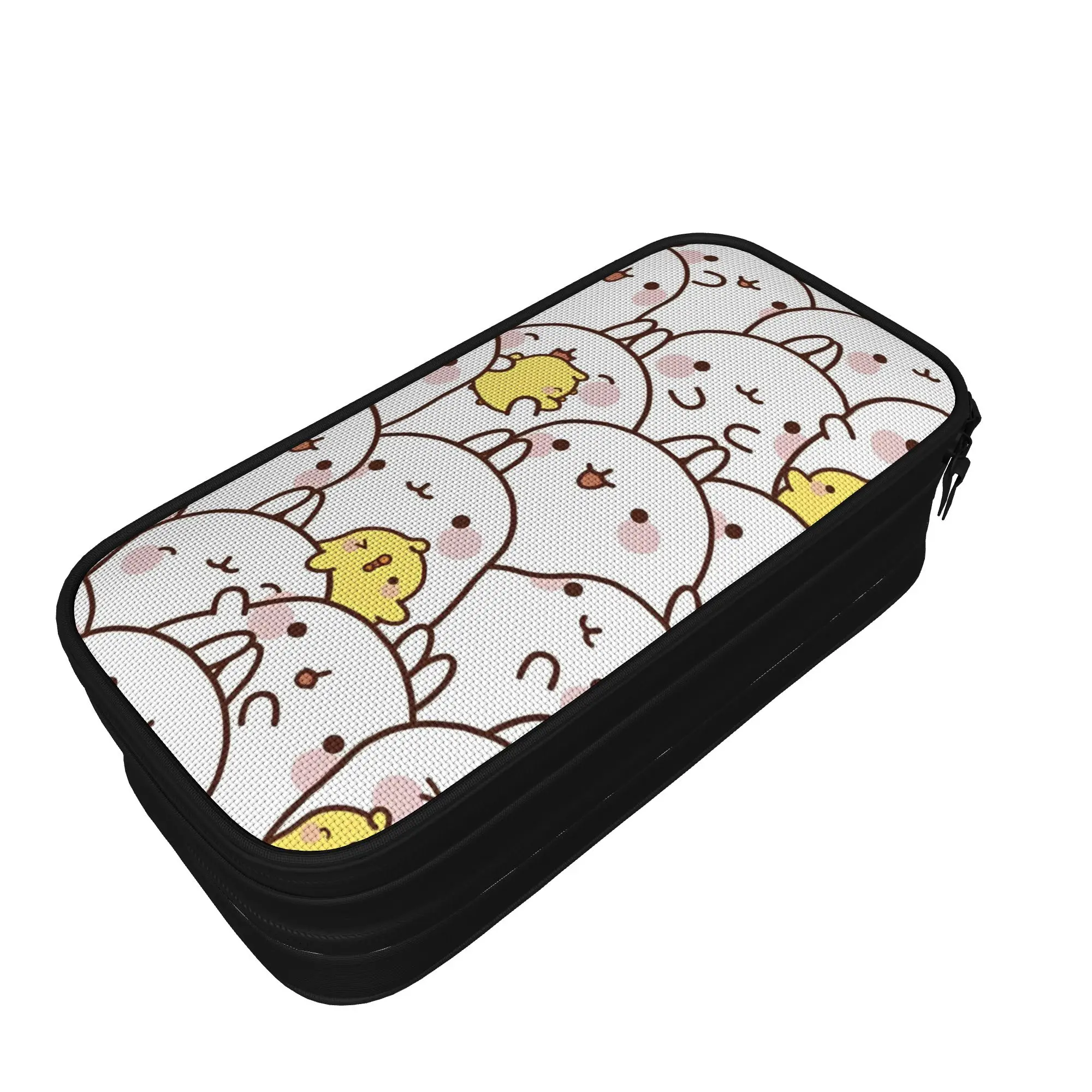Cartoon M-Molangs Pencil Cases  Pen Holder Pencil Bags Student Large Storage Students School Zipper Pencilcases