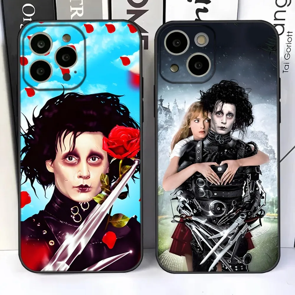 E-Edward Scissorhands Phone Case For iPhone 15,14,13,12,11 Plus,Pro,Max,XR,XS,X,7,8 Plus,SE,Mini Silicone Soft