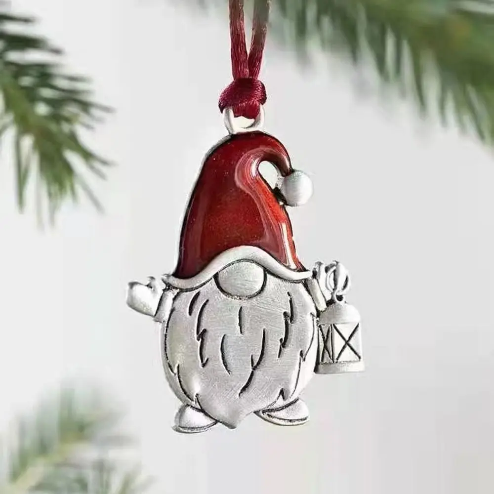

Double-Sided Metal Snowman Pendant Gnomes Snowflake Solid Pewter Christmas Tree Ornament with Red Rope Wreath