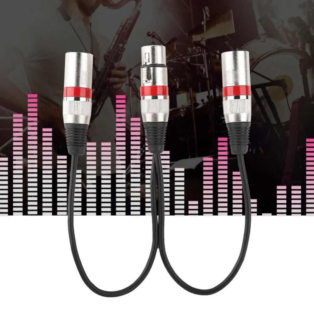 30cm Length XLR Female To Dual Male Splitter Zinc Alloy Plug Audio Mic Extension Cable XLR Splitter Cable for Canon
