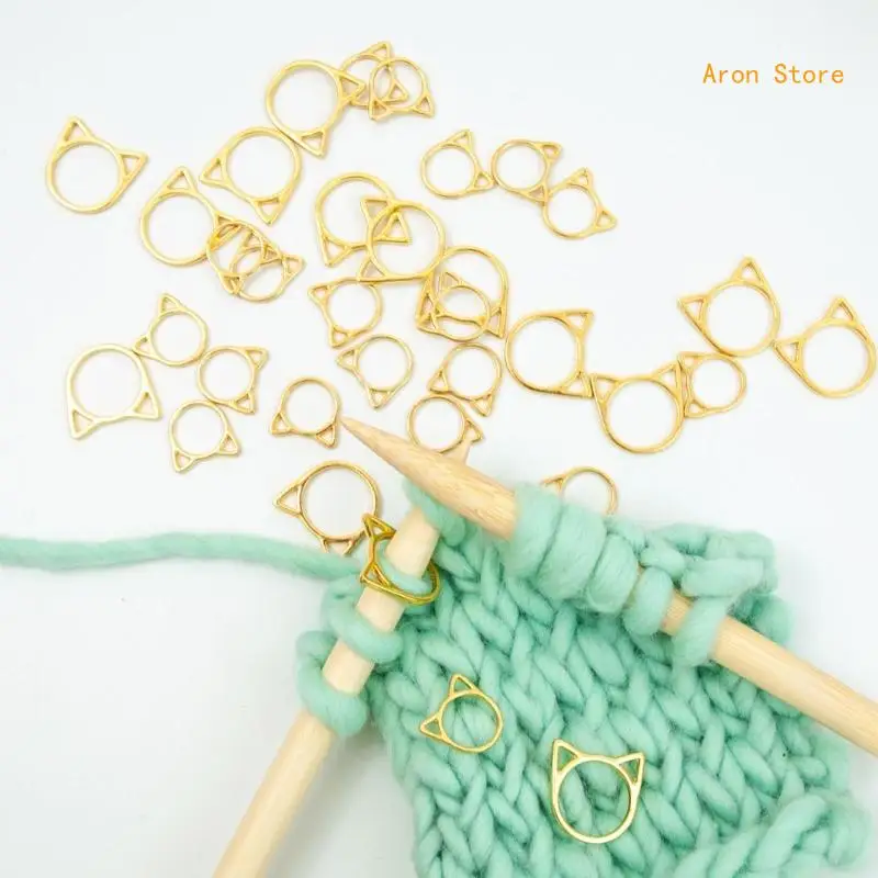 30 ชิ้น DIY ถักโครเชต์ Locking Stitch Marker หูแมวถัก Stitch แหวน H3CF