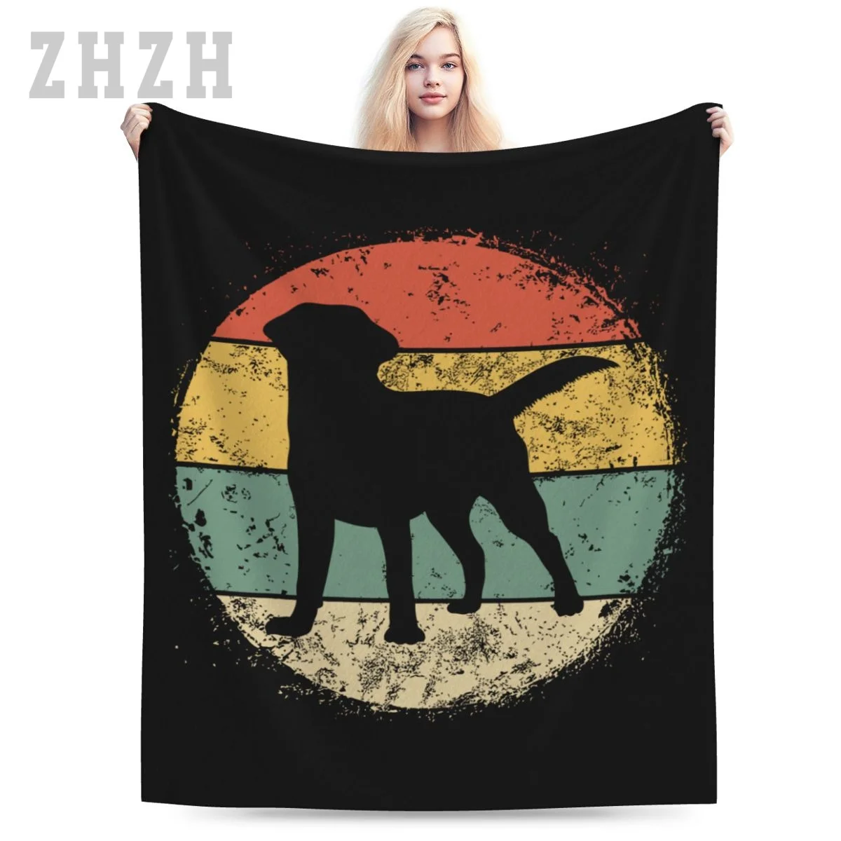Blanket Circular Retro Labrador Retriever Owner Gift Golden Black Lab Dad Mom Flannel Multifunction Camping Sofa Cover Keep Warm