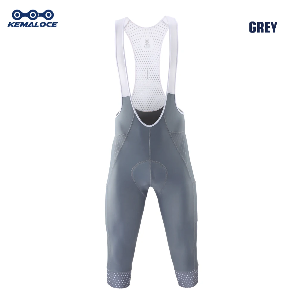 KEMALOCE Männer Radfahren 3/4 Hosen Shorts Blank Blau/Schwarz/Grau 5D Gel Pad MTB Bike Trägerhose Top Qualität Quick Dry Fahrrad Knicker 4
