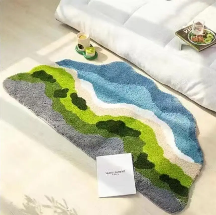 3D Moss Flocked Fleece Carpet for Living Room Ins Style Rugs for Bedroom Bedside Fluffy Non Slip Sofa Mats Area Floor Mat Pad