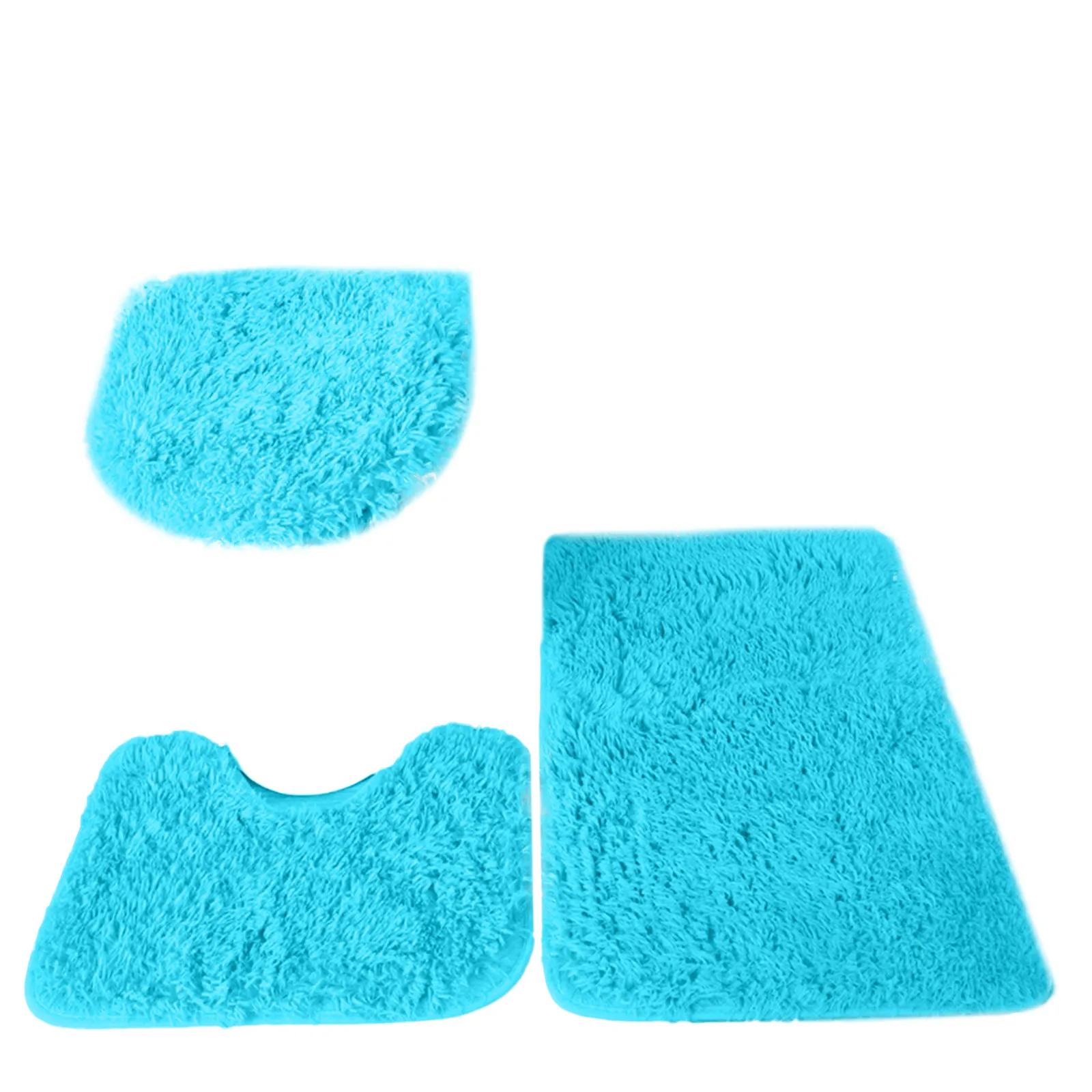 3pc 50cm*83cm Bathroom Set Rug Mat Toilet Lid Cover Plain Solid Color Bathmats