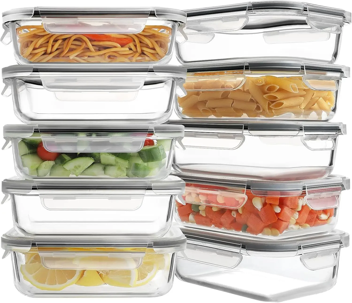 

10 Pack Glass Meal Prep Containers, Food Storage Containers with Lids, Airtight Lunch Bento Boxes, BPA-Free & Leak Proof(10 lids