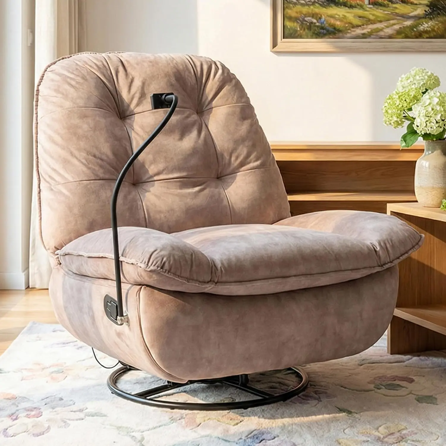 Swivel Rocker Recliner Chair for Adult, Glider Nursery Rocking Chair, Armless Manual Single Recliner Sofa for, Customized