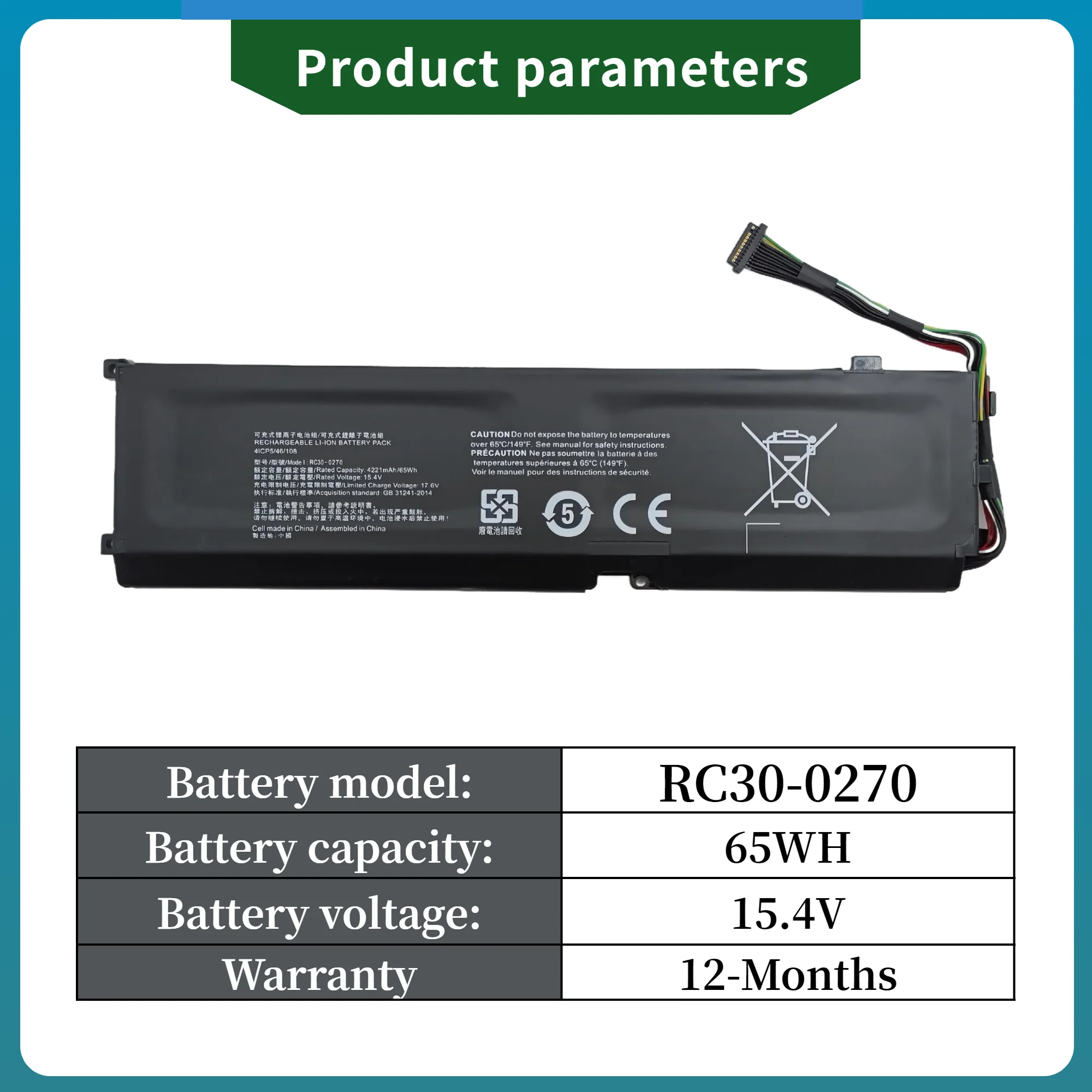 Factory Direct! RC30-0270 Laptop Battery for Razer Blade 15 Base Stealth 2018 Series Notebook RZ09-03006 RZ09-0270 RZ09-02705