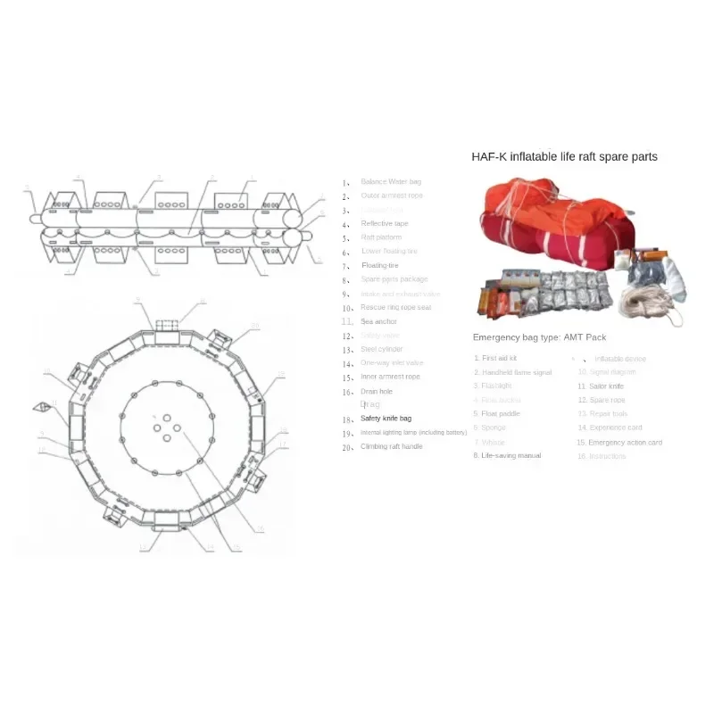 65-Person Open Liferaft HAF-K65 Open Two-Side Inflatable Liferaft with CCS Certificate