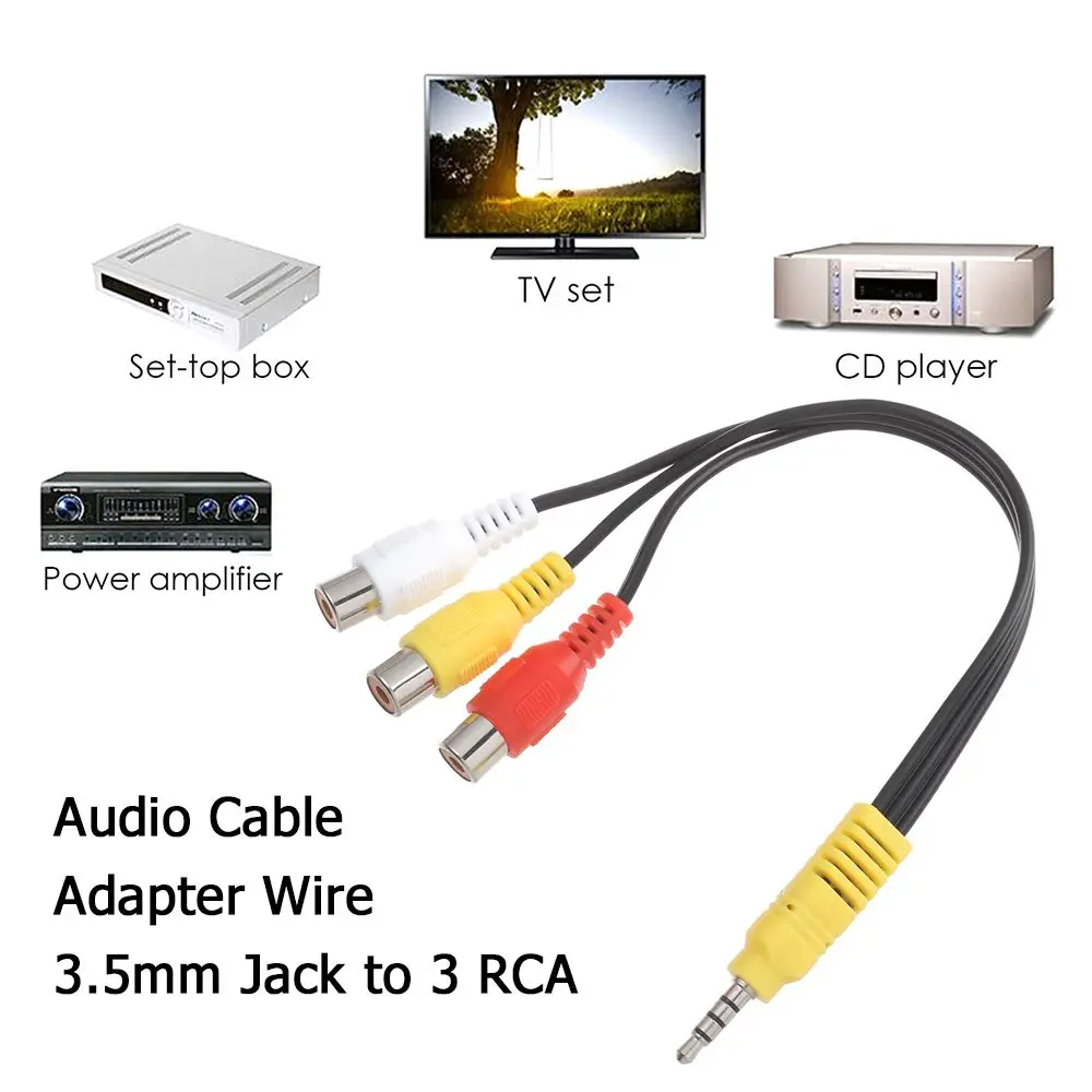 

Professional Male to Female Audio Video Adapter Wire Audio Cable 3.5mm Jack to 3 RCA AV Cord