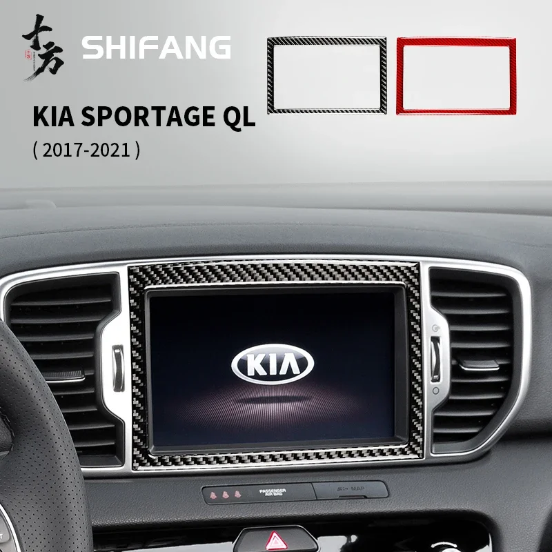 

Center Console Screen Frame Trim Real Soft Carbon Fiber Sticker For For Kia Sportage QL 2017-2021 2020 2019 2018 Upscale HOT New
