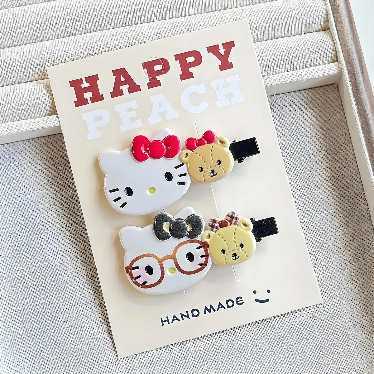 5個入り ミニソ アクリル製 キュートなキティちゃん/クマちゃん ヘアピン フラットバック DIY ジュエリーアクセサリー 携帯電話ケース クリームグルー 装飾 靴飾り