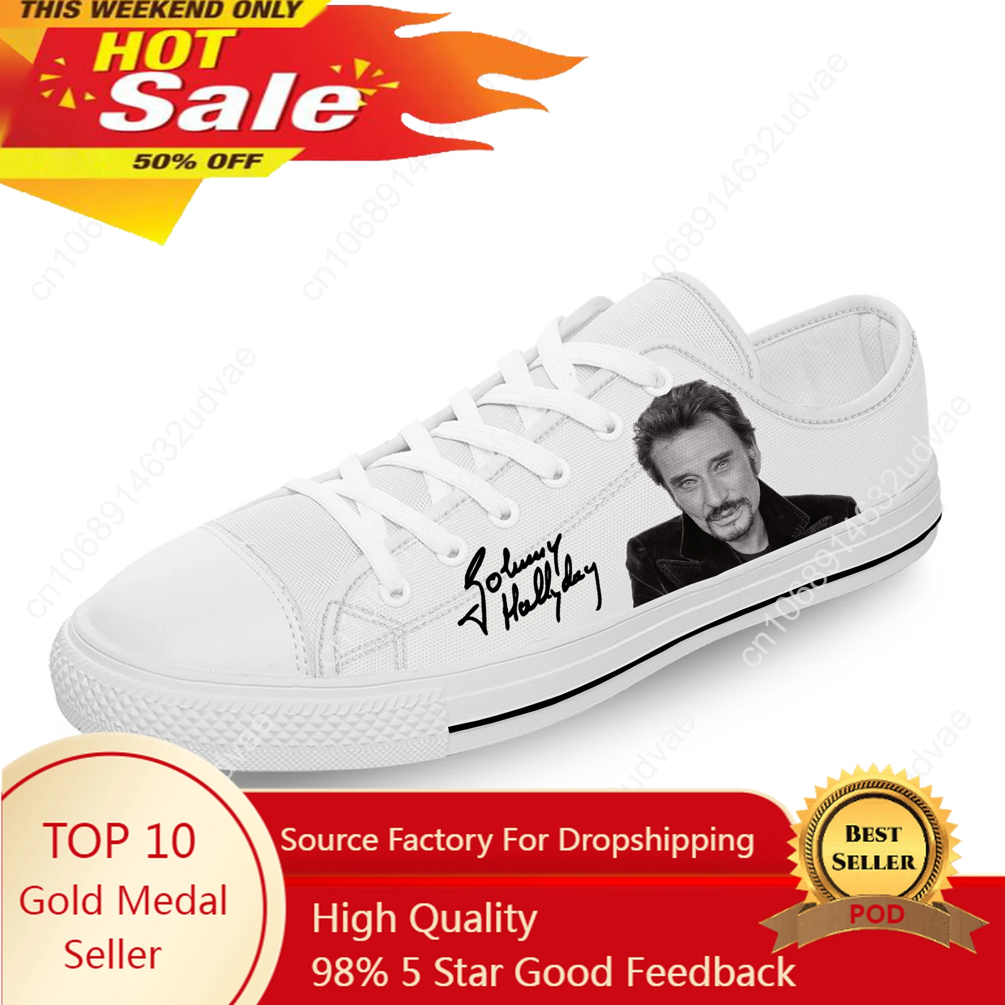 French Star Johnny Hallyday High Top Sneakers Mens Womens Teenager Casual Shoes Canvas Running Shoes 3D Print Lightweight Shoe