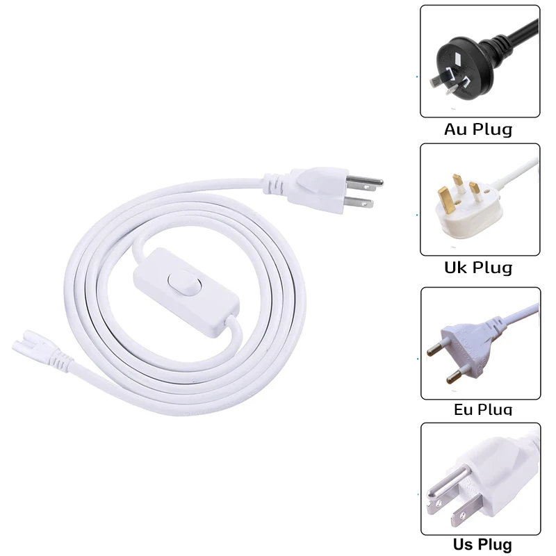 10 Stks/partij 1.8M Verlichtingsaccessoire Eu Stekker Schakelkabel Voor T5 Led Buis T8 Power Oplaaddraad Aan/Uit Connector