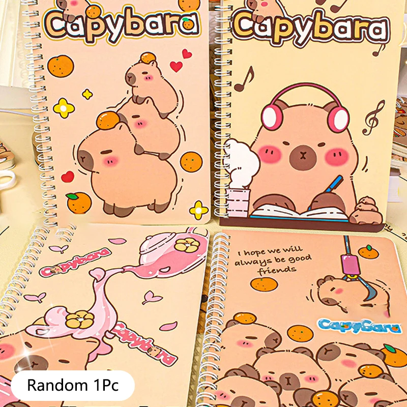 

Fashion Thickened Waterproof Notebook Cartoon Capybara Line Circle Cute Diary Book Exam Preparation Resource Organizer Notebook