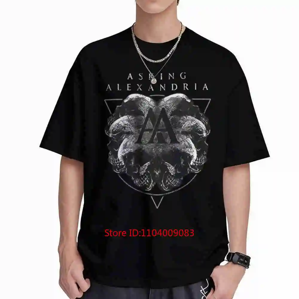 Asking Alexandria Rotating Skull Reckless Relentless Short Sleeve Tee 100% Cotton T-Shirt