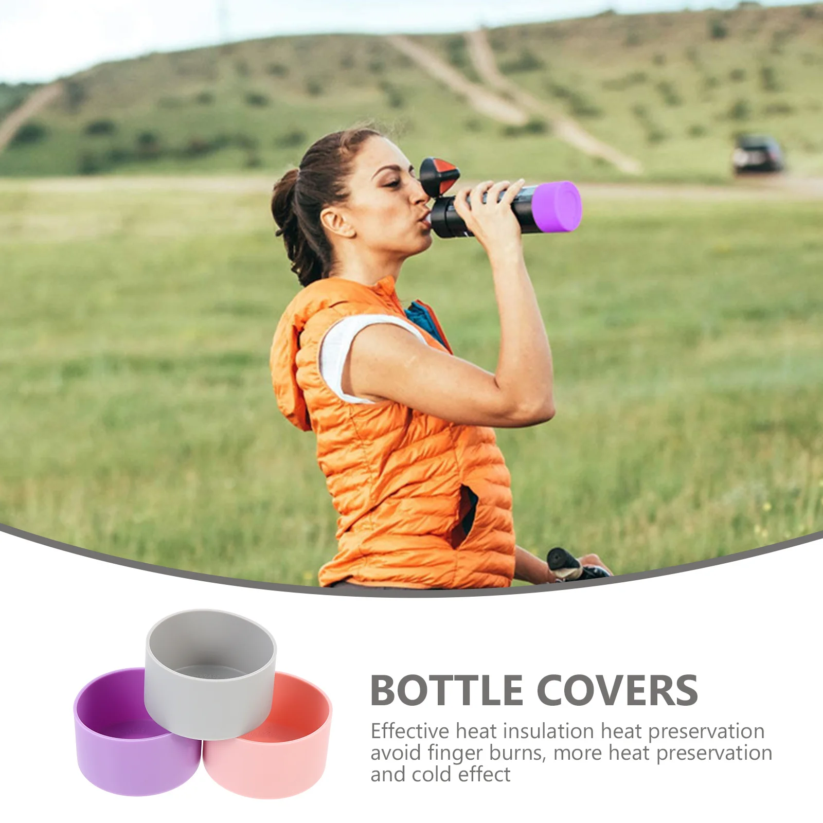 

3Pcs Stylish Silicone Bottle Sleeve Heat Insulation Durable Non-Slip Glass Cup Cover Flexible Silicone Bottle Sleeve