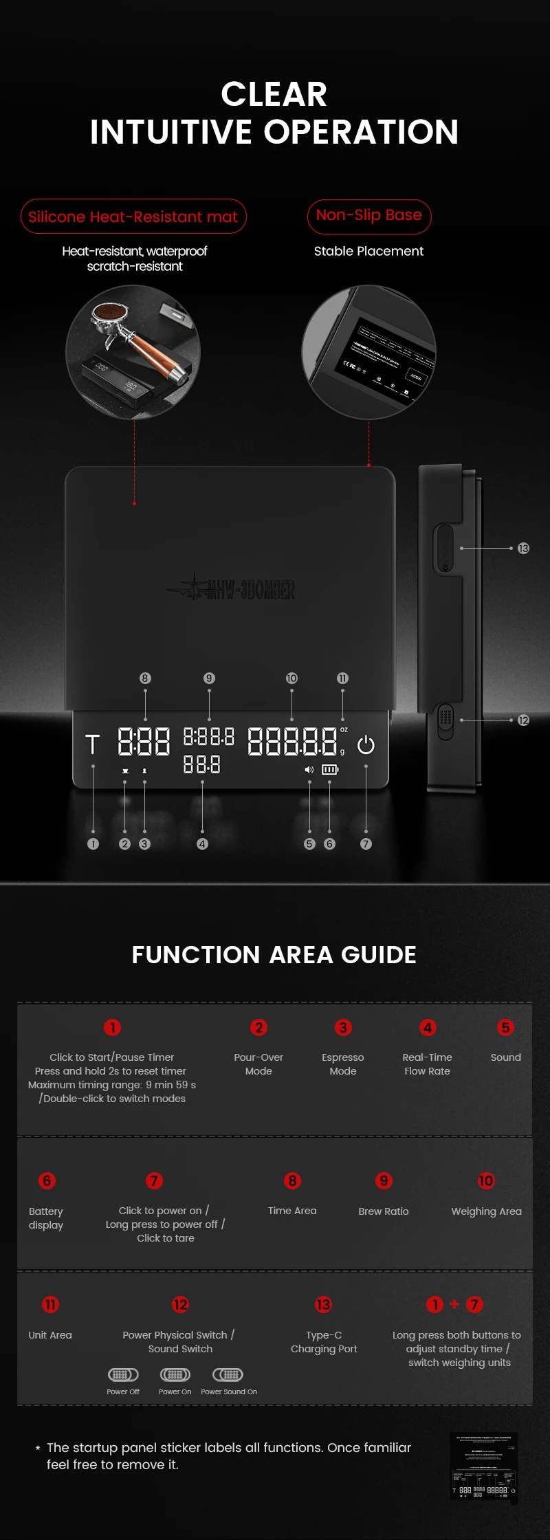MHW-3BOMBER Cube Coffee Scale 3.0 Pro Max Digital Kitchen Coffee Scale High Precision Flow Rate Big Battery Coffee Accessories