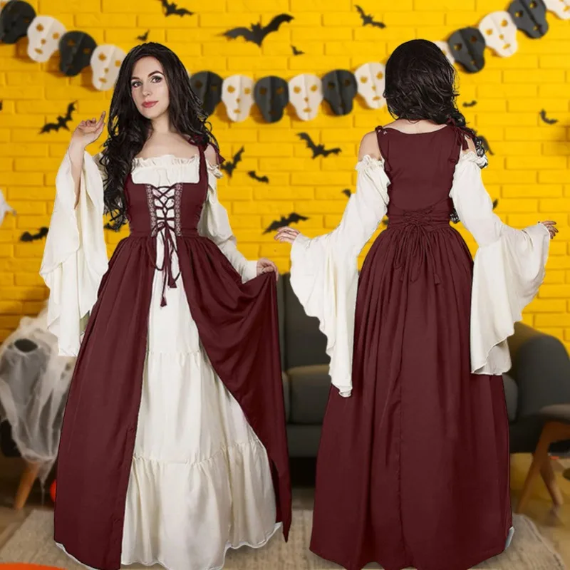 Vestido Medieval de Cosplay para mujer, disfraz de pirata de actuación Vintage, vestido irlandés para fiesta de baile, traje de graduación