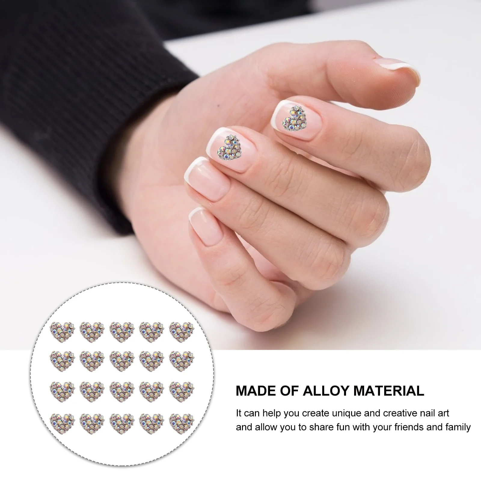 

20Pcs Heart Nail Art Rhinestones 3D Shiny Manicure Charms Decals for DIY Fingernail Decoration Face Case