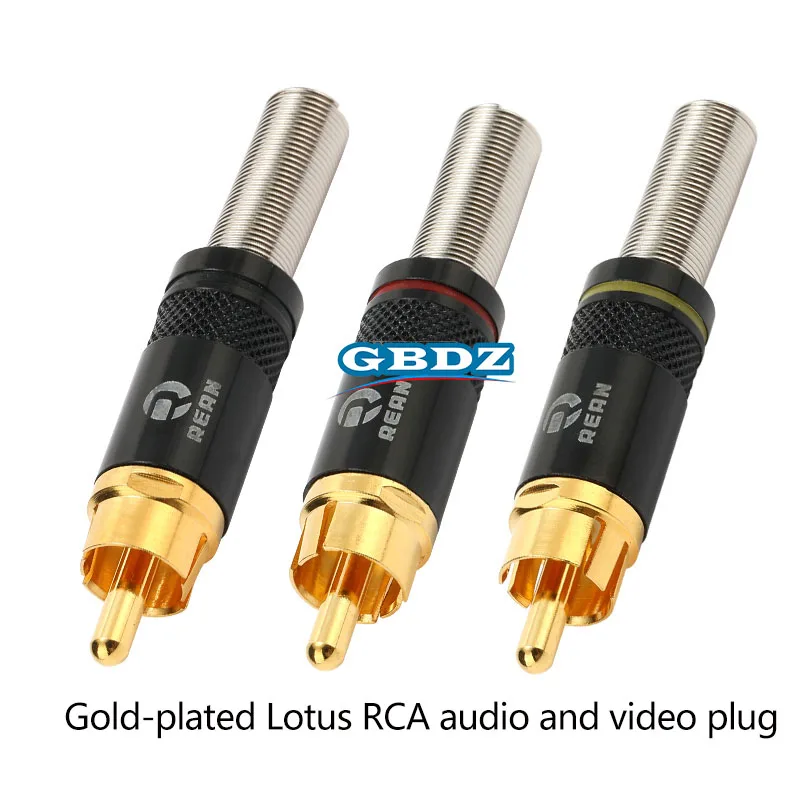 

REAN Gold Plated Lotus RCA Audio Head AV Audio And Video Plug Large Tail Diameter NYS366-BG Fever HIF DVD Cinem Cable Connector