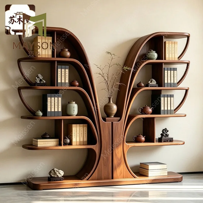 Black walnut bogu frame solid wood Chinese Duobao Pavilion living room rack