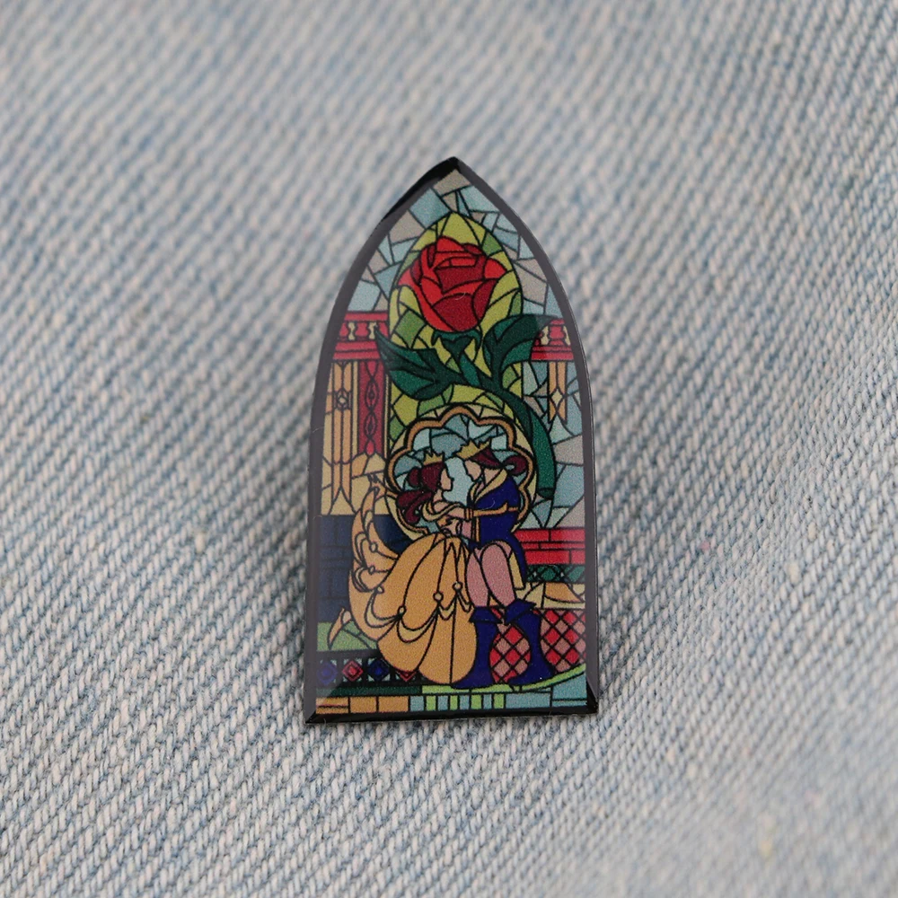 Fairy Tales Rose Vintage Enamel Pins Movie Brooches Metal Lapel Badges for Backpack Clothes Accessories Cartoon Jewelry Gifts