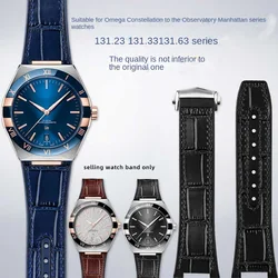 For Omega Constellation 41mm Watch Strap Manhattan 39mm Series Cowhide Layer Rubber Bottom Male Observatory Watchband 25*14mm