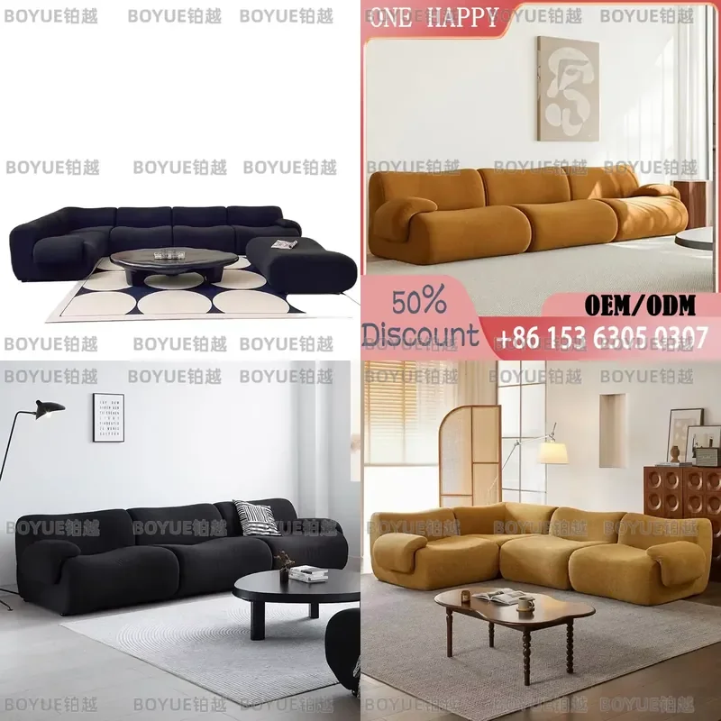 Vacuum Compressed Modular Sofa Wabi Sabi Sherpa Fabric Sectional High Elastic Foam Cream Mid Century Style Space Saving Couch