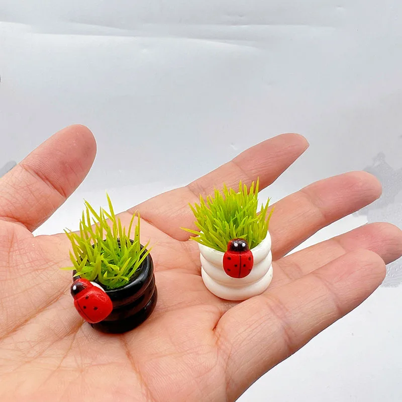 1:12 Dollhouse Potted Plants Model Realistic Mini Flower Pot Green Plant Scene Decoration Photography Prop Miniature Home Decor