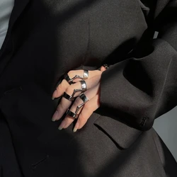 Gothic Rock Hinged Finger Rings Cyberpunk-Double Loop Long Rings Jewelry Fashion Joint Rings Cosplay Costume Decor