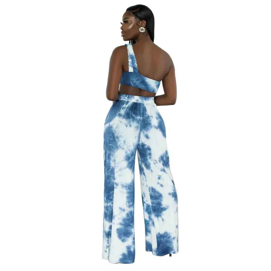 Women's Tie Dye Printed Wide Leg Pants Set, Stylish and Casual Two-piece Set, 2025 Summer